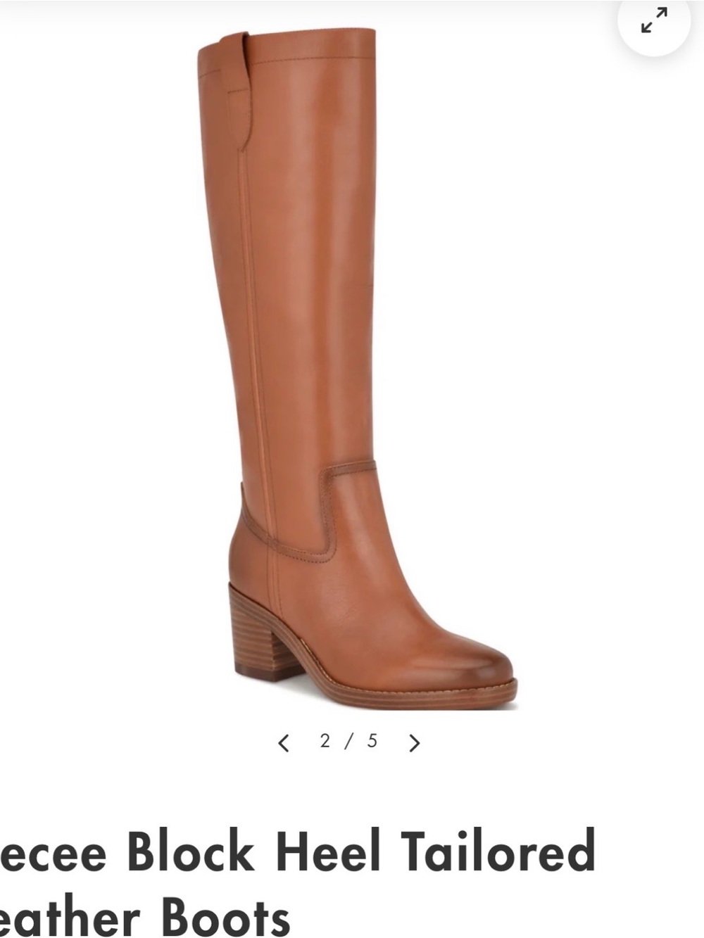 NWOB Nine West Hecee Tall Leather Block Heel Chestnut Brown size 7M